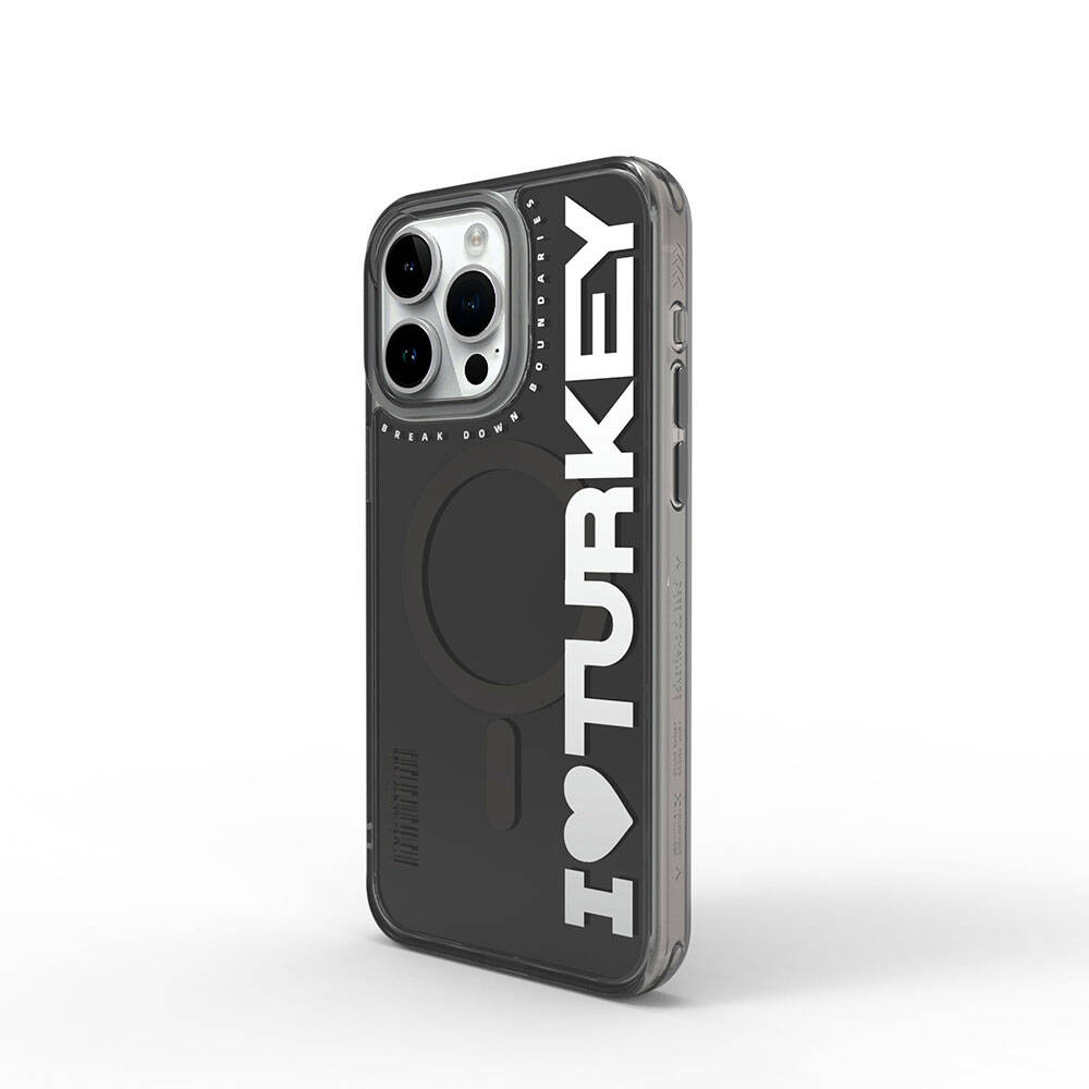 Apple iPhone 15 Pro Max Uyumlu Kılıf Magsafe Şarj Özellikli I Love Turkey Yazı Desenli Wiwu Turkey E Serisi Kapak - 6