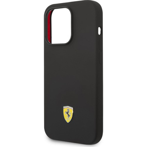 Apple iPhone 14 Pro Max Uyumlu Kılıf Ferrari Magsafe Şarj Özellikli Silikon Metal Logo Dizayn Kapak