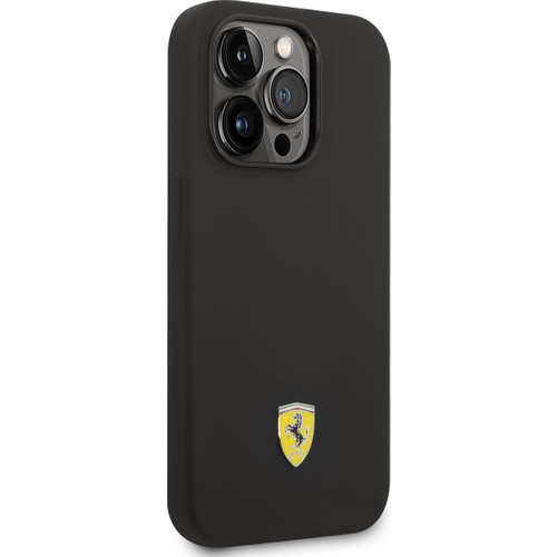 Apple iPhone 14 Pro Max Uyumlu Kılıf Ferrari Magsafe Şarj Özellikli Silikon Metal Logo Dizayn Kapak