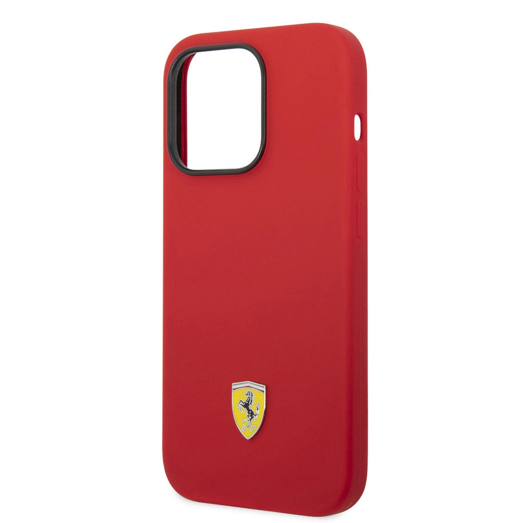 Apple iPhone 14 Pro Max Uyumlu Kılıf Ferrari Magsafe Şarj Özellikli Silikon Metal Logo Dizayn Kapak