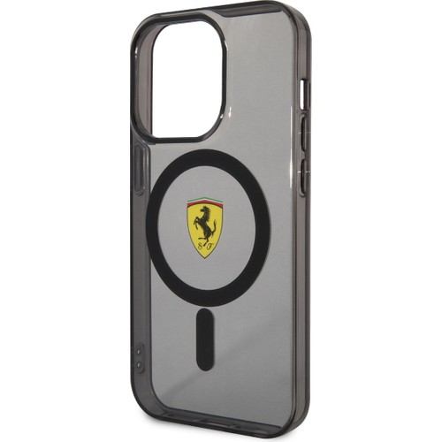 Apple iPhone 14 Pro Max Uyumlu Kılıf Ferrari Magsafe Şarj Özellikli Yarı Transparan Dizayn Kapak