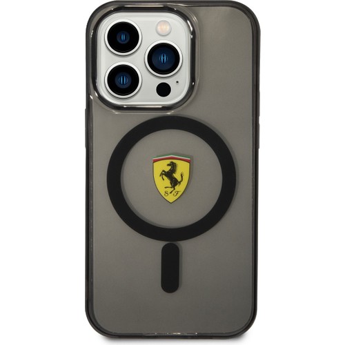 Apple iPhone 14 Pro Max Uyumlu Kılıf Ferrari Magsafe Şarj Özellikli Yarı Transparan Dizayn Kapak