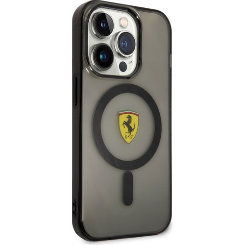 Apple iPhone 14 Pro Max Uyumlu Kılıf Ferrari Magsafe Şarj Özellikli Yarı Transparan Dizayn Kapak