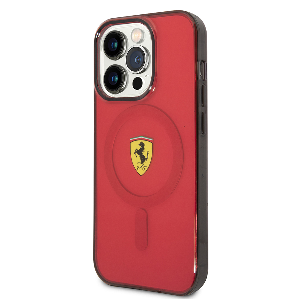 Apple iPhone 14 Pro Max Uyumlu Kılıf Ferrari Magsafe Şarj Özellikli Yarı Transparan Dizayn Kapak - 7
