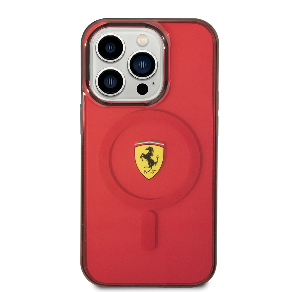 Apple iPhone 14 Pro Max Uyumlu Kılıf Ferrari Magsafe Şarj Özellikli Yarı Transparan Dizayn Kapak - 8