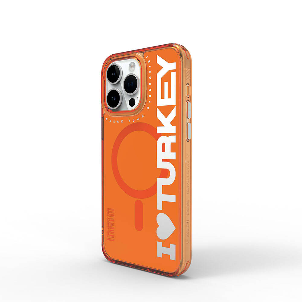 Apple iPhone 15 Pro Max Uyumlu Kılıf Magsafe Şarj Özellikli I Love Turkey Yazı Desenli Wiwu Turkey E Serisi Kapak - 8