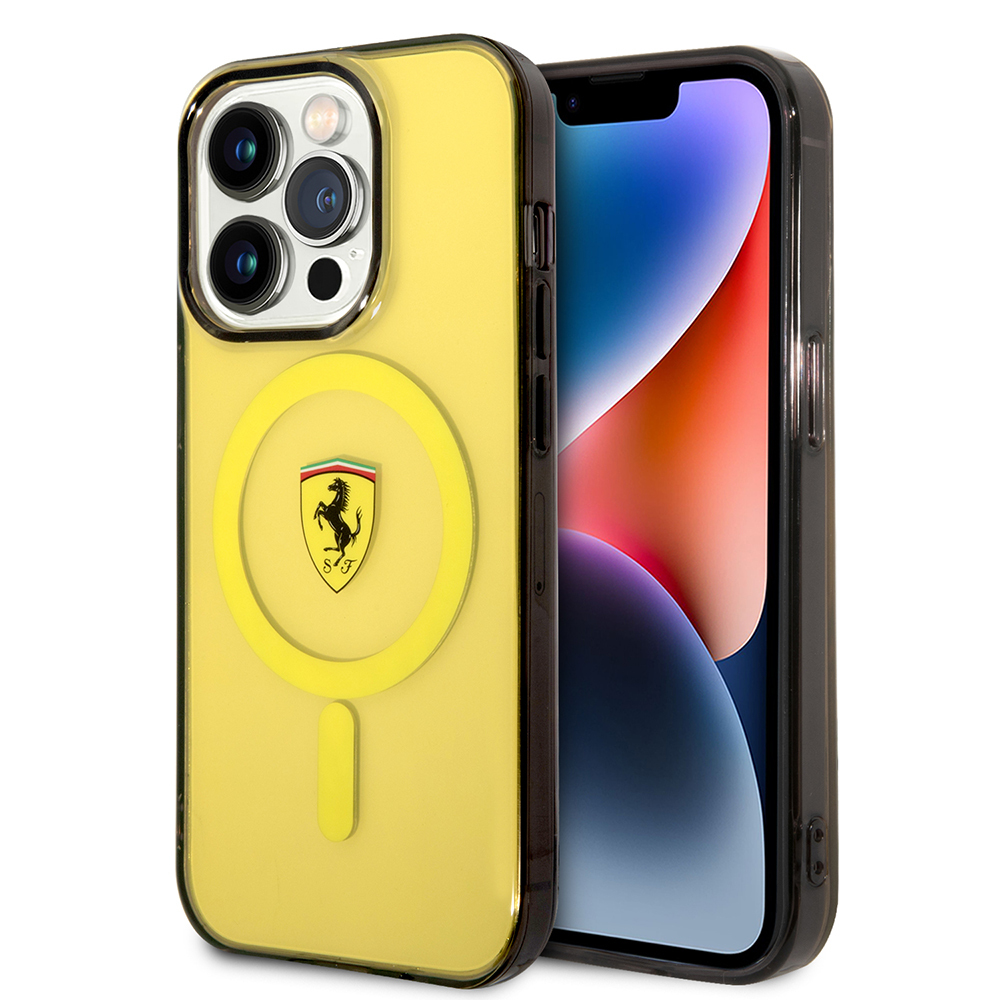 Apple iPhone 14 Pro Max Uyumlu Kılıf Ferrari Magsafe Şarj Özellikli Yarı Transparan Dizayn Kapak - 14