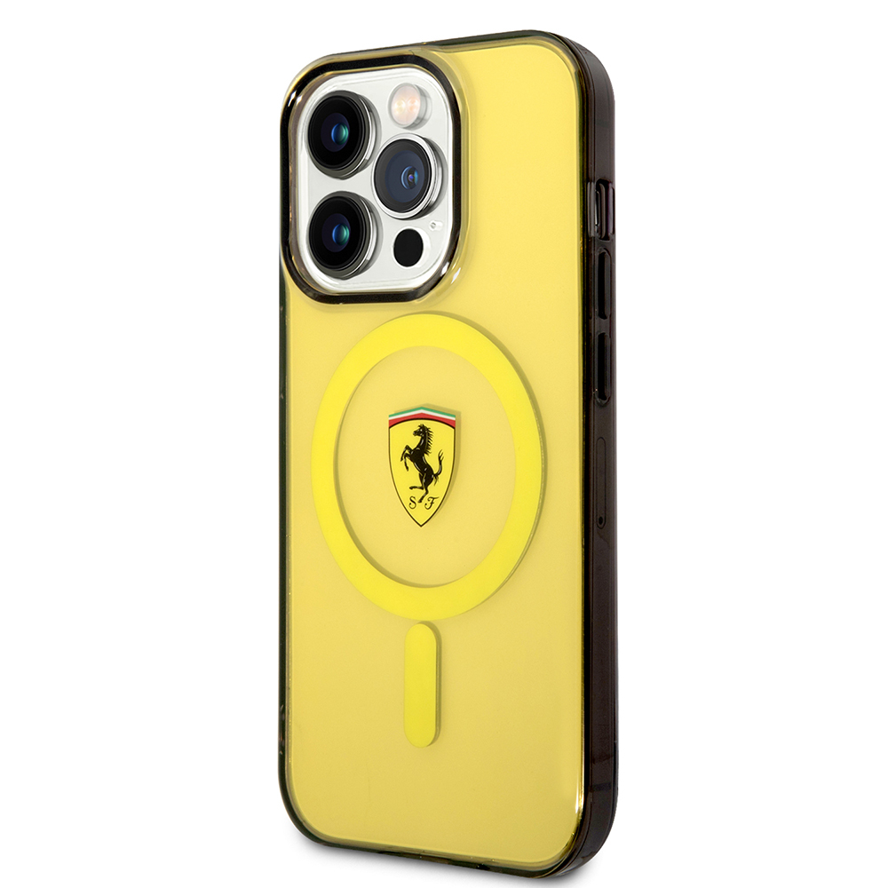 Apple iPhone 14 Pro Max Uyumlu Kılıf Ferrari Magsafe Şarj Özellikli Yarı Transparan Dizayn Kapak - 15
