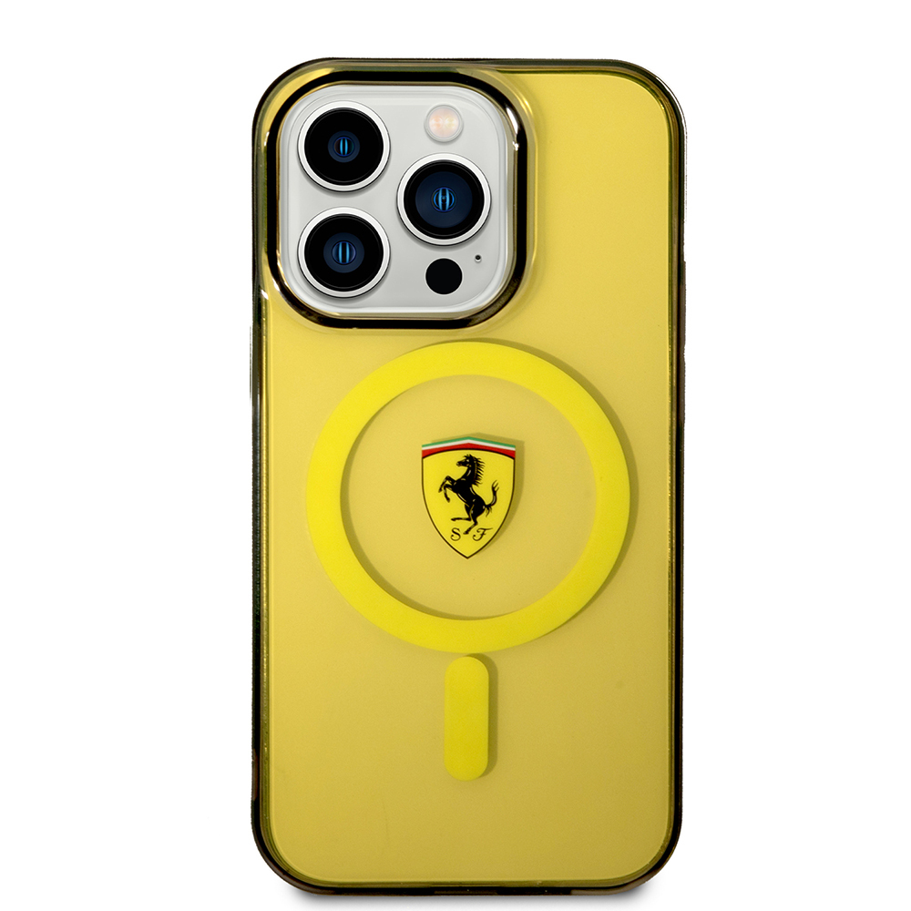 Apple iPhone 14 Pro Max Uyumlu Kılıf Ferrari Magsafe Şarj Özellikli Yarı Transparan Dizayn Kapak - 16