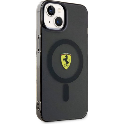 Apple iPhone 14 Plus Uyumlu Kılıf Ferrari Magsafe Şarj Özellikli Yarı Transparan Dizayn Kapak