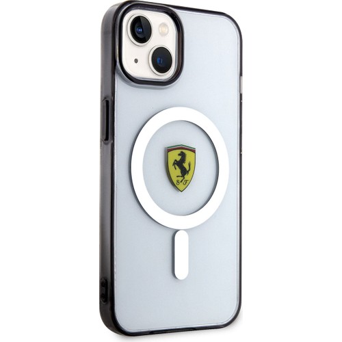 Apple iPhone 14 Plus Uyumlu Kılıf Ferrari Magsafe Şarj Özellikli Transparan Dizayn Kapak