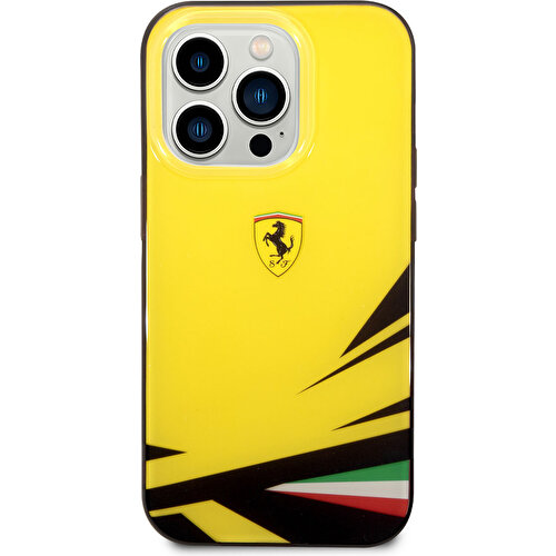 Apple iPhone 14 Pro Uyumlu Kılıf Ferrari Sarı İtalyan Bayrak Baskılı Dizayn Kapak