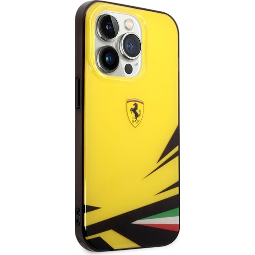 Apple iPhone 14 Pro Max Uyumlu Kılıf Ferrari Sarı İtalyan Bayrak Baskılı Dizayn Kapak