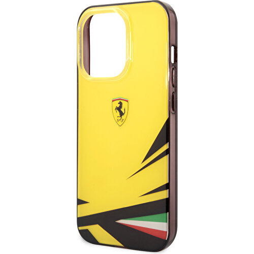 Apple iPhone 14 Pro Max Uyumlu Kılıf Ferrari Sarı İtalyan Bayrak Baskılı Dizayn Kapak