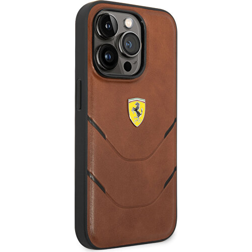 Apple iPhone 14 Pro Uyumlu Kılıf Ferrari Orjinal Lisanslı PU Deri Sıcak Baskı Çizgili Dizayn Kapak