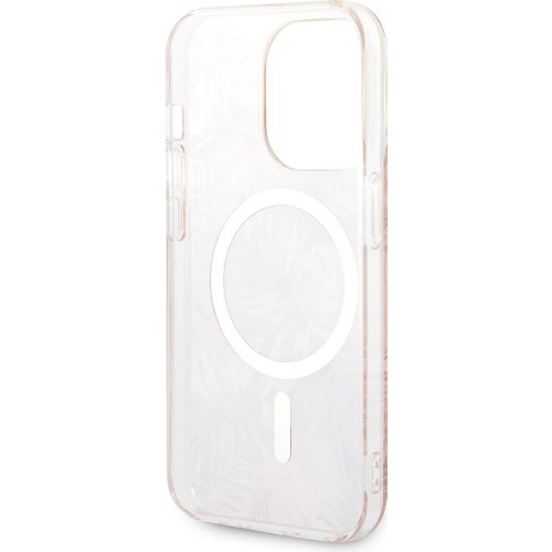 Apple iPhone 14 Pro Uyumlu Kılıf GUESS Magsafe Şarj Özellikli Yaprak Desenli Magsafe Şarj Kablolu Kapak