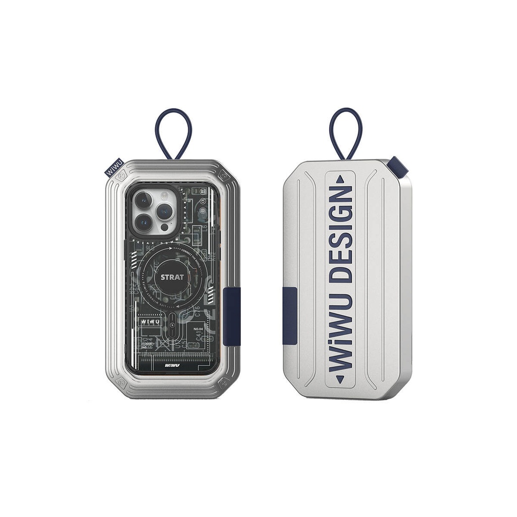 Apple iPhone 15 Pro Max Uyumlu Kılıf Magsafe Şarj Özellikli Desenli Wiwu Mecha Circuit H Serisi Kapak - 3