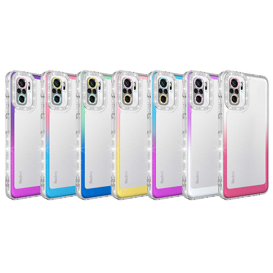 Xiaomi Poco M5S Uyumlu Kılıf Simli ve Renk Geçiş Tasarımlı Lens Korumalı Zore Park Kapak - 1