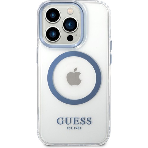 Apple iPhone 14 Pro Max Uyumlu Kılıf GUESS Magsafe Şarj Özellikli Metal Kamera Çerçeveli Kapak