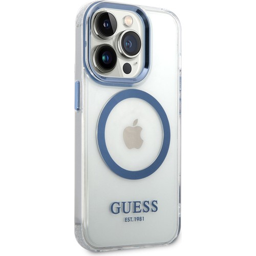 Apple iPhone 14 Pro Max Uyumlu Kılıf GUESS Magsafe Şarj Özellikli Metal Kamera Çerçeveli Kapak
