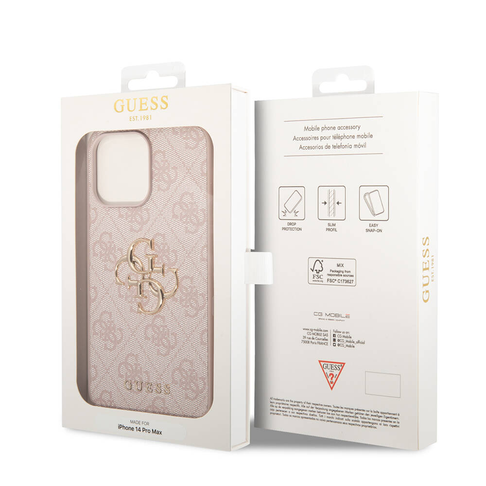 Apple iPhone 14 Pro Max Uyumlu Kılıf GUESS PU Deri Büyük Metal Logo Dizaynlı Kapak - 27