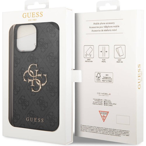 Apple iPhone 14 Pro Max Uyumlu Kılıf GUESS PU Deri Büyük Metal Logo Dizaynlı Kapak