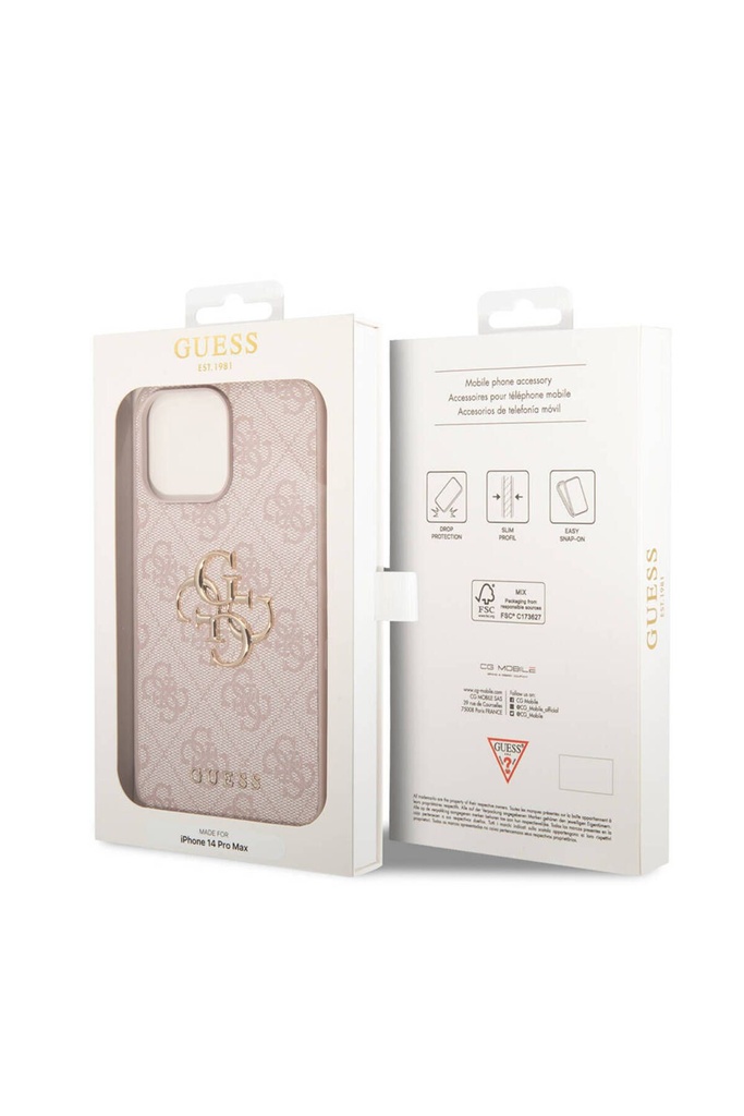 Apple iPhone 14 Pro Max Uyumlu Kılıf GUESS PU Deri Büyük Metal Logo Dizaynlı Kapak