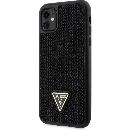 Apple iPhone 11 Uyumlu Kılıf Guess Orjinal Lisanslı Taşlı Arka Yüzey Üçgen Logolu Kapak