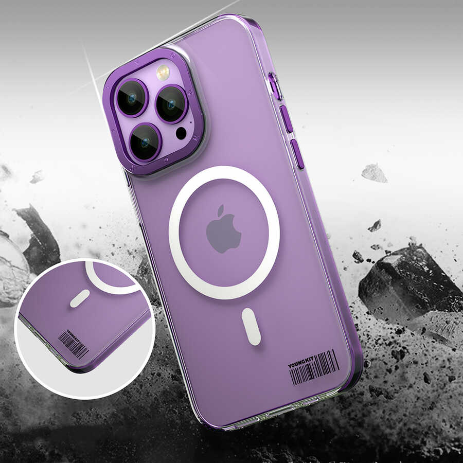 Apple iPhone 14 Pro Uyumlu Kılıf Magsafe Şarj Özellikli Youngkit Coloured Glaze Serisi Kapak - 4