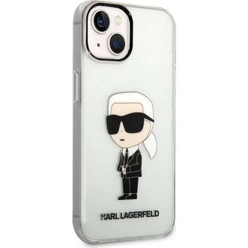 Apple iPhone 14 Uyumlu Kılıf Karl Lagerfeld Transparan İkonik Karl Dizayn Kapak