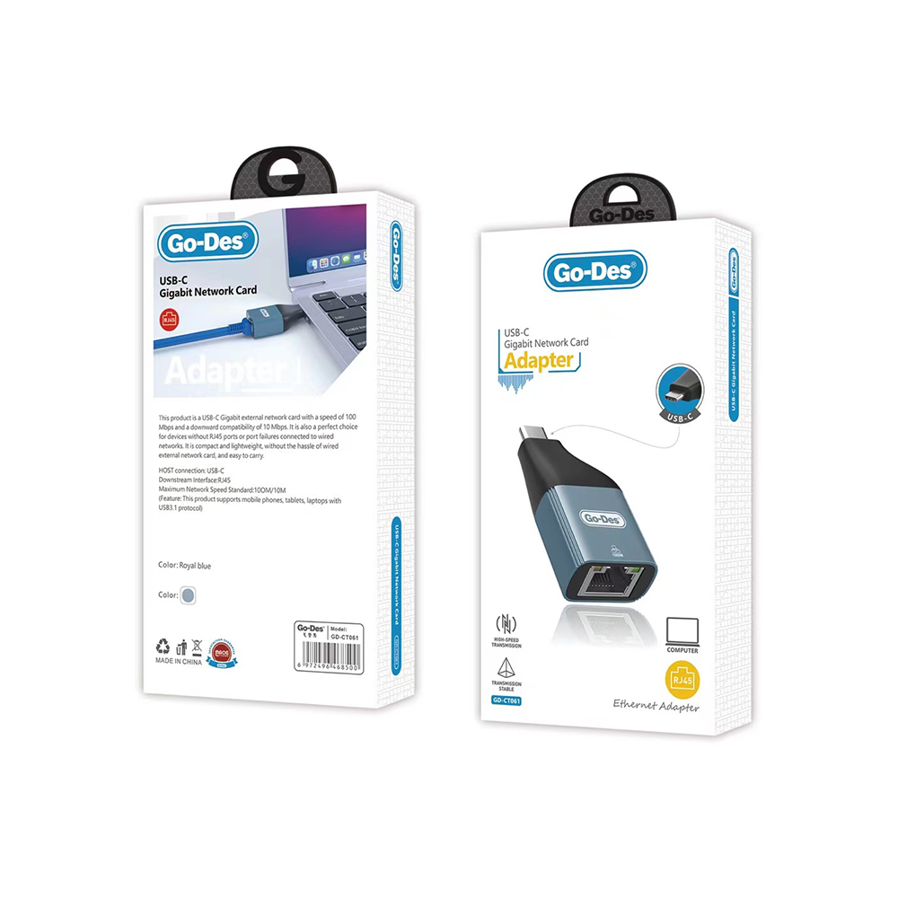 Go Des GD-CT061 RJ45 to Type-C Ethernet Dönüştürücü OTG 100Mbps - 1