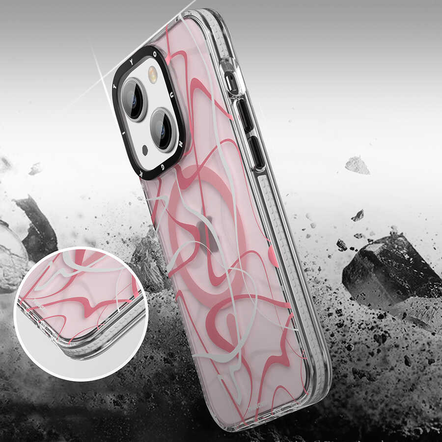 Apple iPhone 14 Plus Uyumlu Kılıf Magsafe Şarj Özellikli Youngkit Water-Ink Serisi Kapak - 5