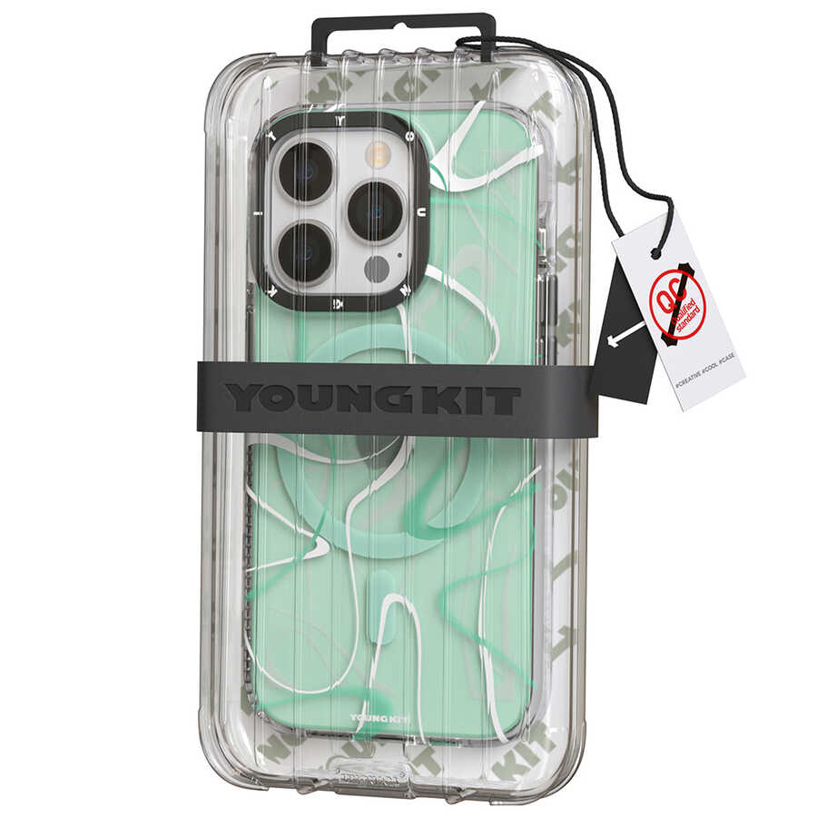 Apple iPhone 14 Pro Uyumlu Kılıf Magsafe Şarj Özellikli Youngkit Water-Ink Serisi Kapak - 6