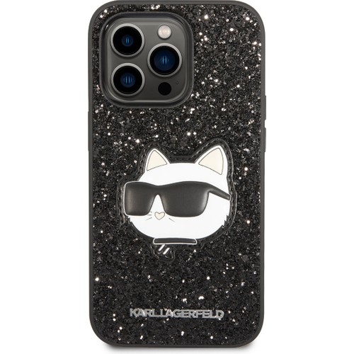 Apple iPhone 14 Pro Uyumlu Kılıf Karl Lagerfeld Parlak Taşlı Choupette Dizayn Kapak