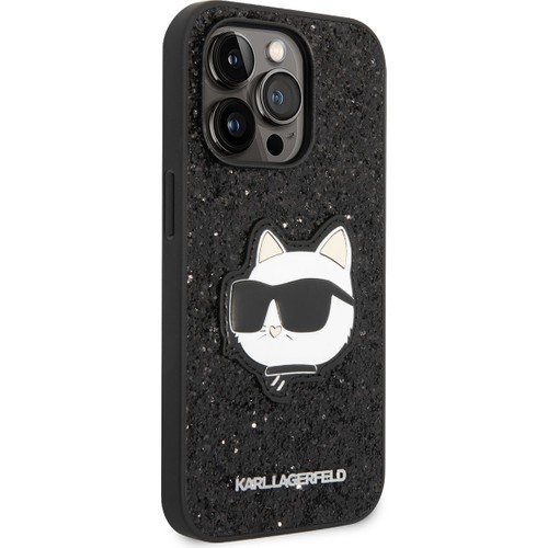 Apple iPhone 14 Pro Uyumlu Kılıf Karl Lagerfeld Parlak Taşlı Choupette Dizayn Kapak