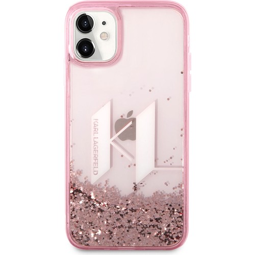 Apple iPhone 11 Uyumlu Kılıf Karl Lagerfeld Sıvılı Simli Dizayn Kapak