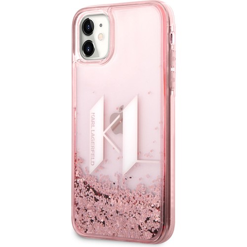 Apple iPhone 11 Uyumlu Kılıf Karl Lagerfeld Sıvılı Simli Dizayn Kapak