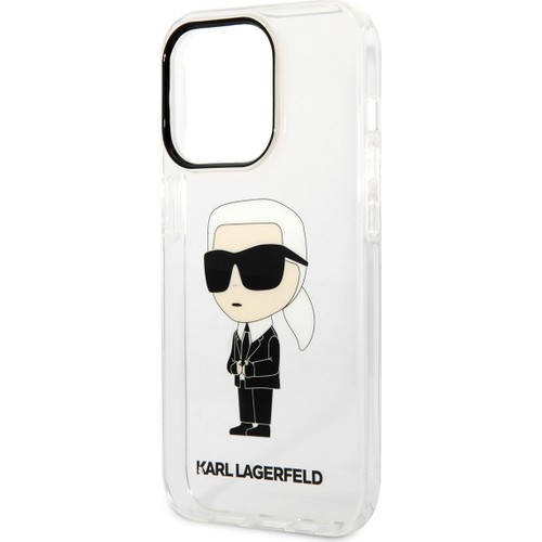 Apple iPhone 14 Pro Uyumlu Kılıf Karl Lagerfeld Transparan İkonik Karl Dizayn Kapak