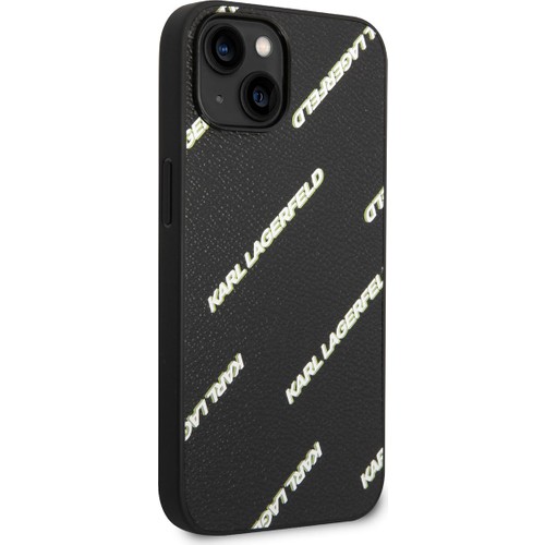 Apple iPhone 14 Uyumlu Kılıf Karl Lagerfeld PU Suni Deri Logolu Dizayn Kapak
