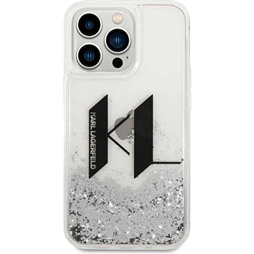 Apple iPhone 14 Pro Uyumlu Kılıf Karl Lagerfeld Sıvılı Simli Dizayn Kapak