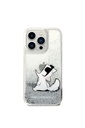 Apple iPhone 14 Pro Max Uyumlu Kılıf Karl Lagerfeld Sıvılı Simli Choupette Dizayn Kapak