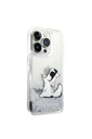 Apple iPhone 14 Pro Max Uyumlu Kılıf Karl Lagerfeld Sıvılı Simli Choupette Dizayn Kapak