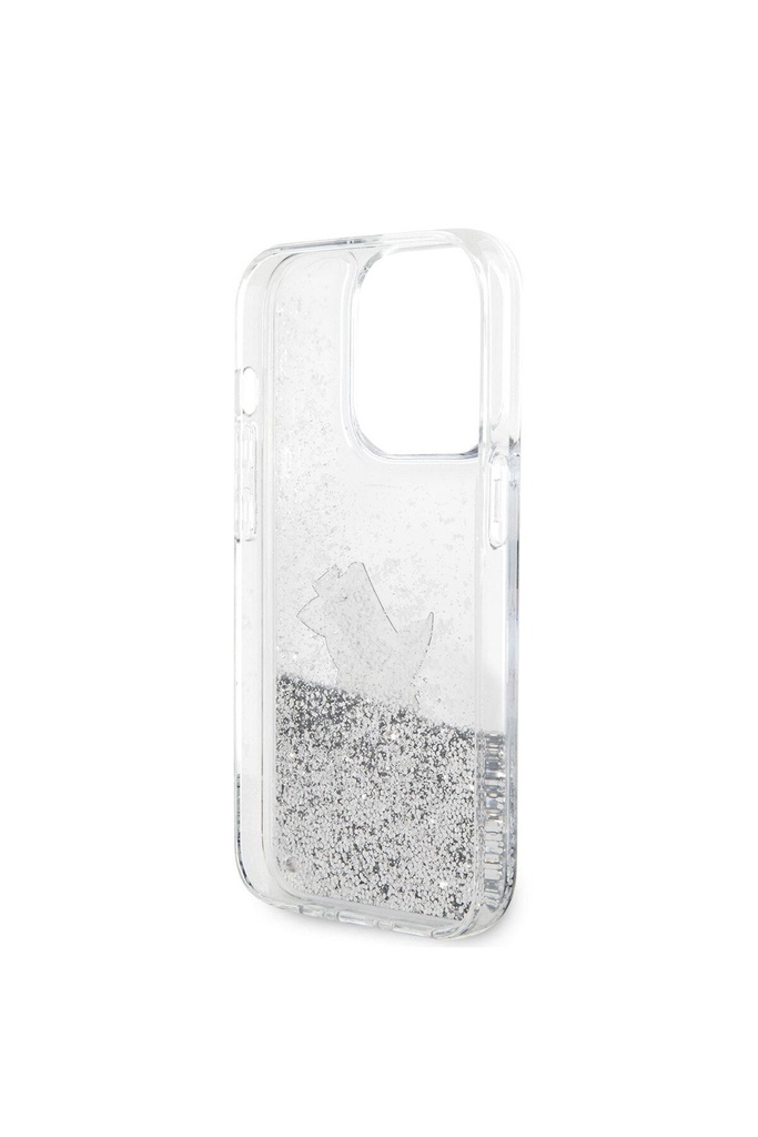 Apple iPhone 14 Pro Max Uyumlu Kılıf Karl Lagerfeld Sıvılı Simli Choupette Dizayn Kapak