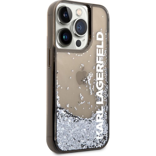 Apple iPhone 14 Pro Max Uyumlu Kılıf Karl Lagerfeld Sıvılı Simli Elong Dizayn Kapak