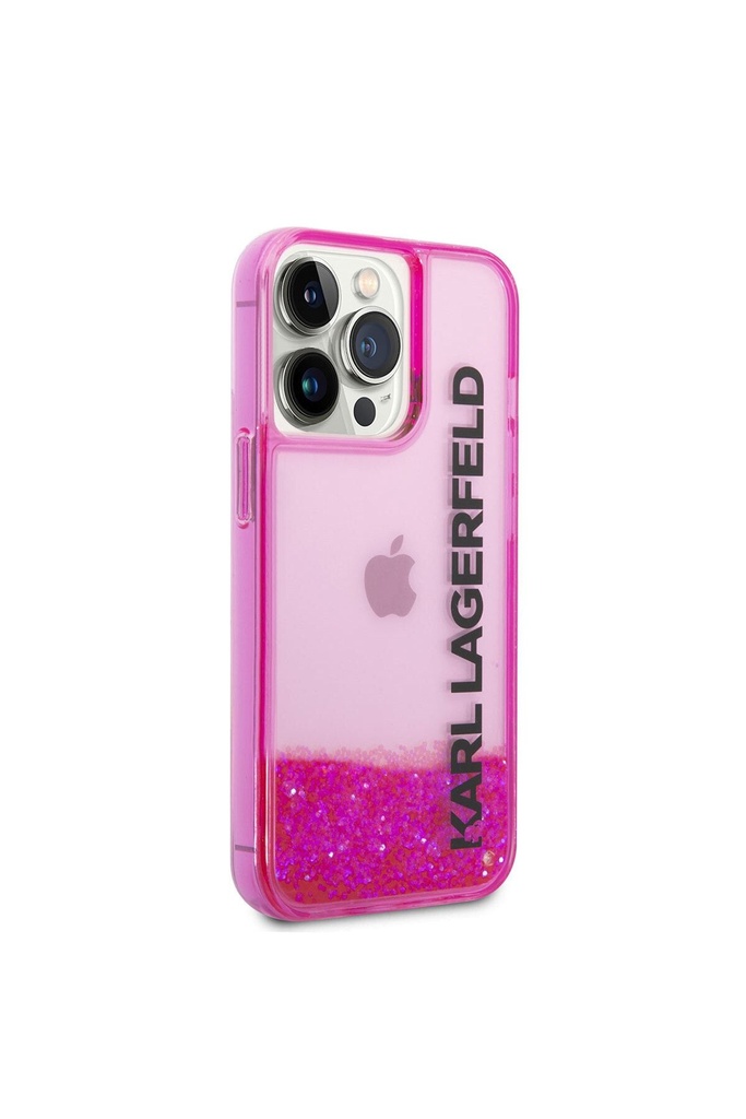 Apple iPhone 14 Pro Max Uyumlu Kılıf Karl Lagerfeld Sıvılı Simli Elong Dizayn Kapak
