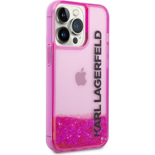 Apple iPhone 14 Pro Uyumlu Kılıf Karl Lagerfeld Sıvılı Simli Elong Dizayn Kapak