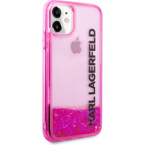Apple iPhone 11 Uyumlu Kılıf Karl Lagerfeld Sıvılı Simli Elong Dizayn Kapak