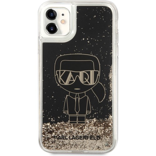 Apple iPhone 11 Uyumlu Kılıf Karl Lagerfeld Sıvılı Simli Gatsby Dizayn Kapak