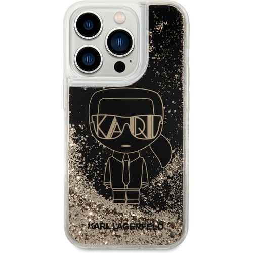 Apple iPhone 14 Pro Max Uyumlu Kılıf Karl Lagerfeld Sıvılı Simli Gatsby Dizayn Kapak