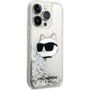 Apple iPhone 14 Pro Max Uyumlu Kılıf Karl Lagerfeld Sıvılı Simli Choupette Head Dizayn Kapak